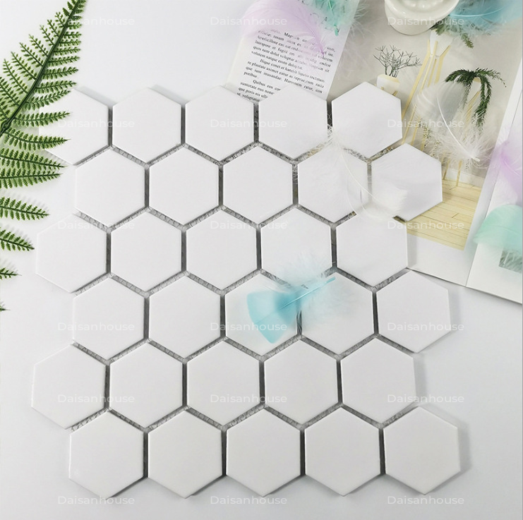 Matte White Hexagonal Ceramic Mosaic Tile MGTT019