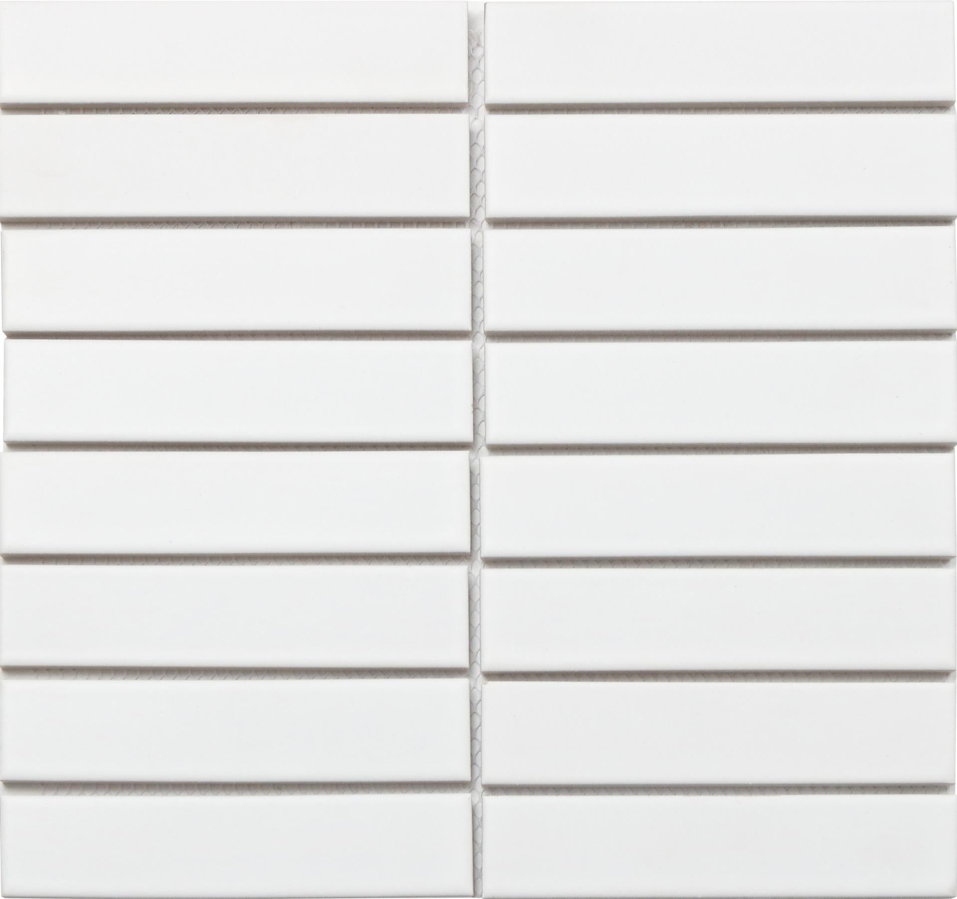 White matte mosaic tile with mesh size 32x145mm 301(3201M)