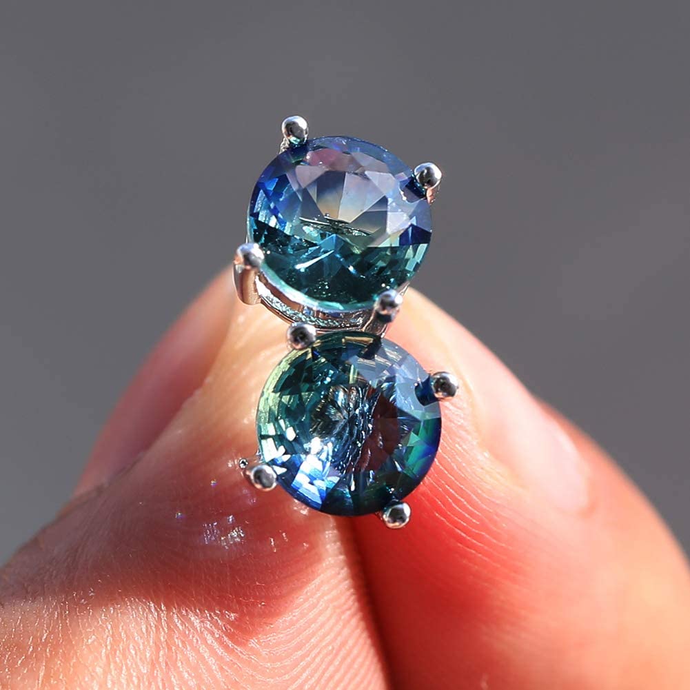 Sterling Silver Earrings, 925 - Boho Style Round Cubic Zirconia Earrings for Women and Teens, Anti-Allergy, Daily & Party Occasion, 1.7g, Everyday Earrings | Bohemian Style Earrings | Cubic Zirconia Earrings