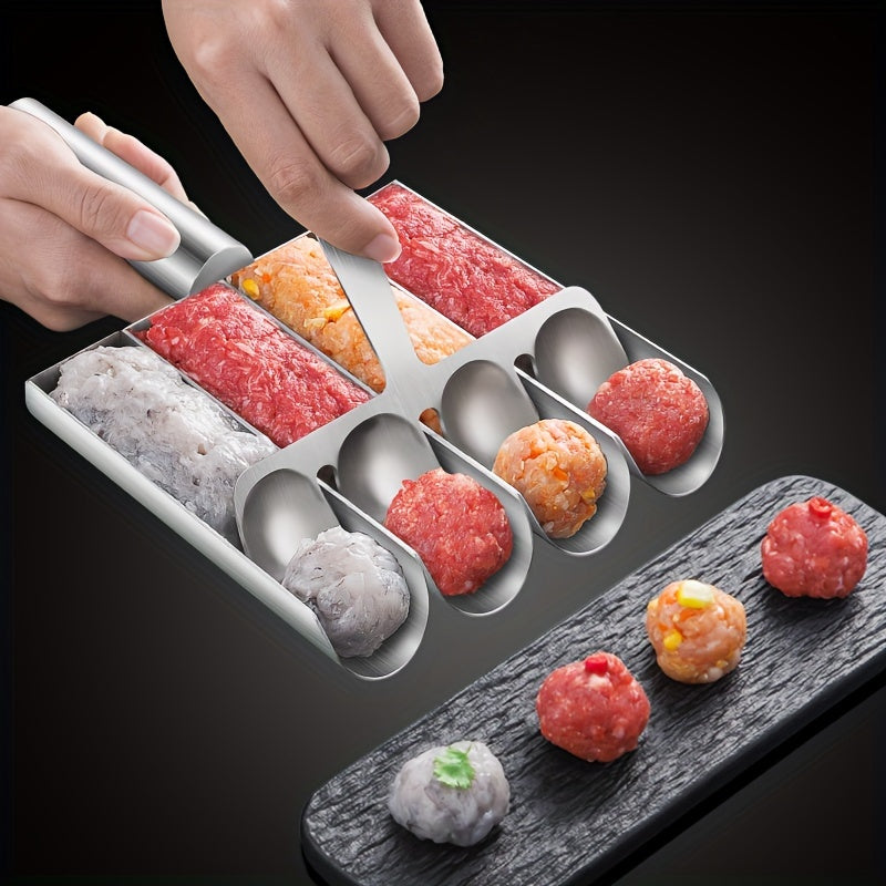 2pcs Stainless Steel Meatball Maker Set with Non-Stick Surface & Ergonomic Handle - Heavy-Duty 304 Food-Safe Construction, 4-Section Design for Uniform Spherical Shape - Ideal for Burgers, Meatballs, Rice Balls, Cookies - Eas - Daisan Mart