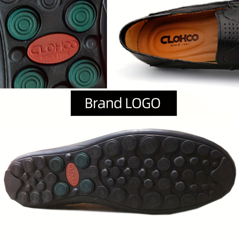 CLOHOO Men's Genuine Leather Loafers for Elegant Office