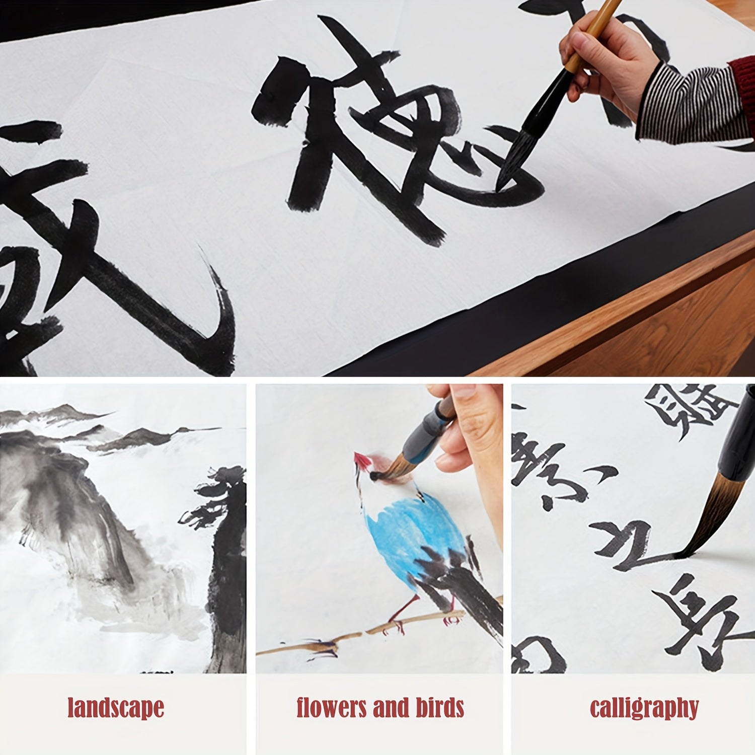 50張書法繪畫宣紙，尺寸分別為34x138厘米和34x69厘米，半熟宣紙，傳統手工藝製作，適用於中國書法和自由繪畫藝術創作。