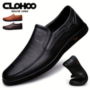 CLOHOO Men's Loafers, Elegant Cowhide, Anti-Slip