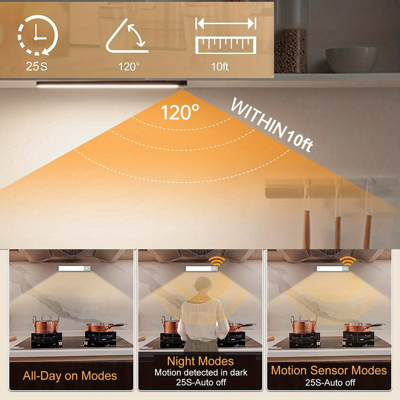 KATHYLIGHT Multi-Function Cabinet Motion Sensor LED Light