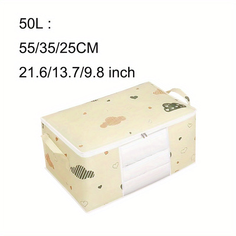 [Large Capacity Storage Bag] Large Capacity Foldable Clothes Storage Bag | Thick Fabric with Reinforced Handles, Sturdy Zipper & Transparent Window | Suitable for Quilts, Blankets, Bedding | Storage Bins, Baskets & Containers - Daisan Mart