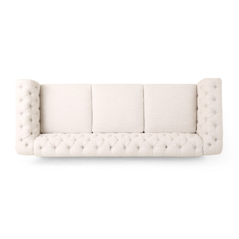 Mirod Comfy 3-Seat Sofa with Wooden Legs Retro Style for Living Room