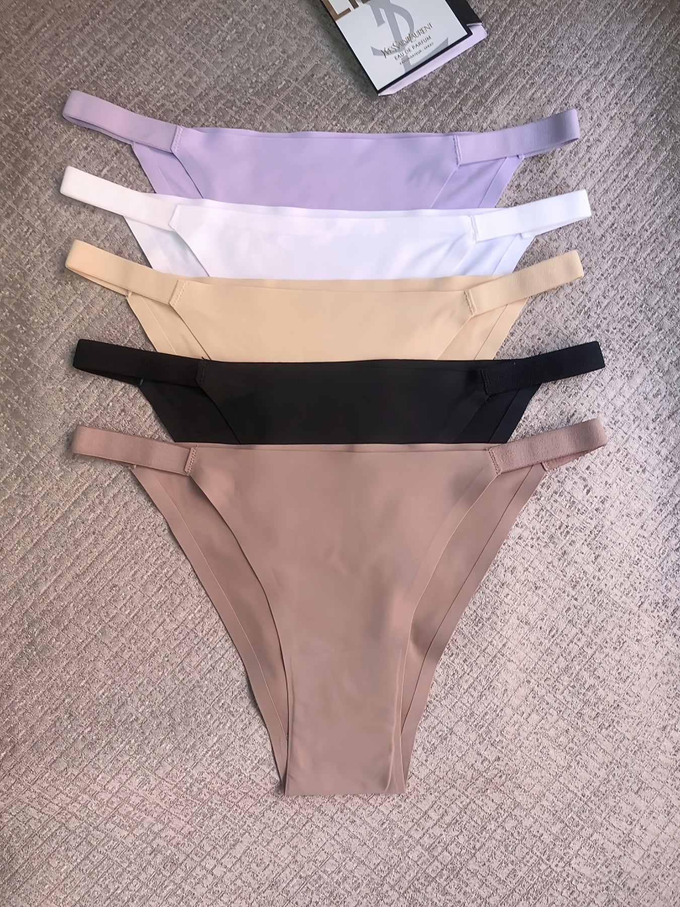 5pcs Seamless Women's Bikini Panties - Comfortable, Stretchy Nylon/Elastane Blend, Low-Rise, Solid Color in Casual to Yoga Fitness Wear, Breathable & Soft - Daisan Mart