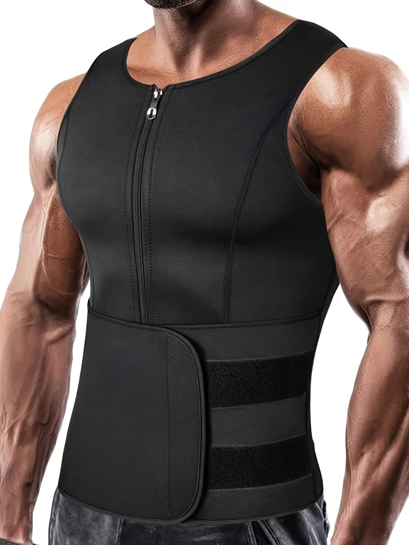Áo GYM Nam Đai Nịt Bụng Co Giãn, Có Khóa Kéo & Đai - Daisan Mart
