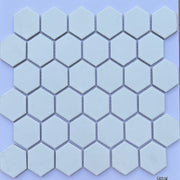 White matte hexagonal mosaic tiles 