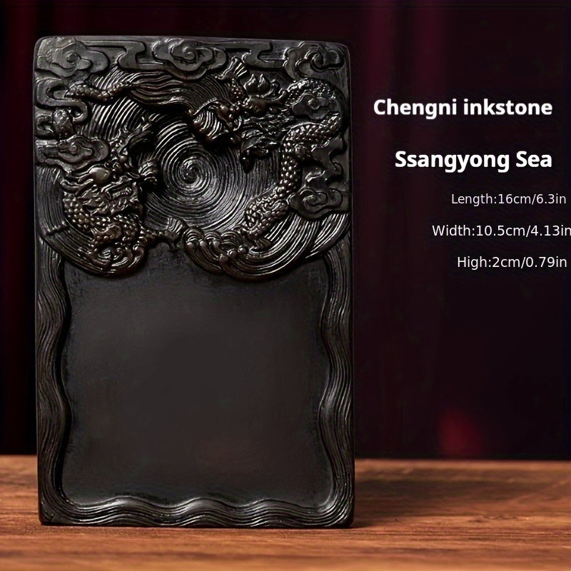 Natural Raw Stone Inkstone for Calligraphy and Ink Grinding - Traditional Writing Ink Block with Professional Ink Platform for Students and Artists