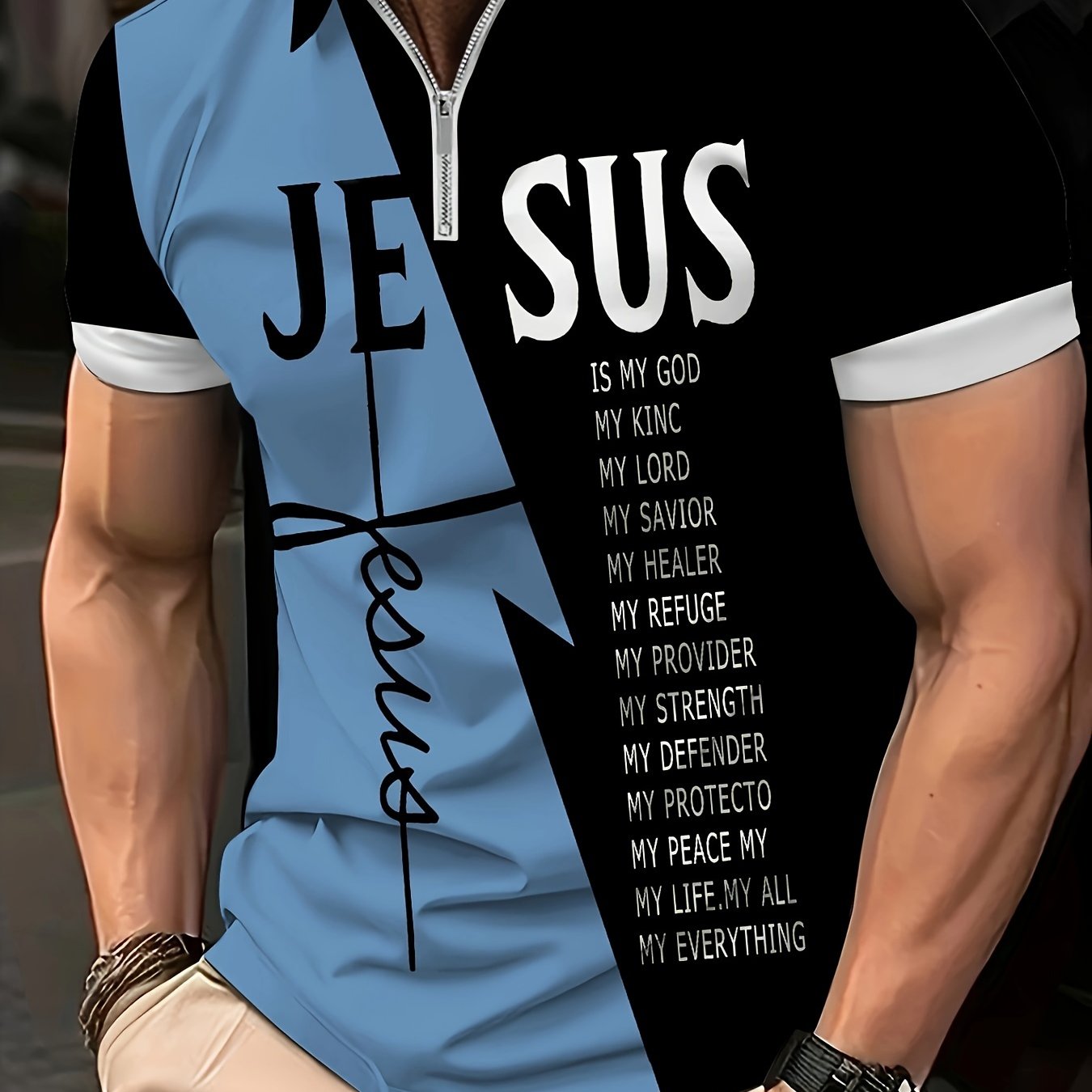 Men's Golf T-shirt Large Size Printed JESUS ​​Active Summer