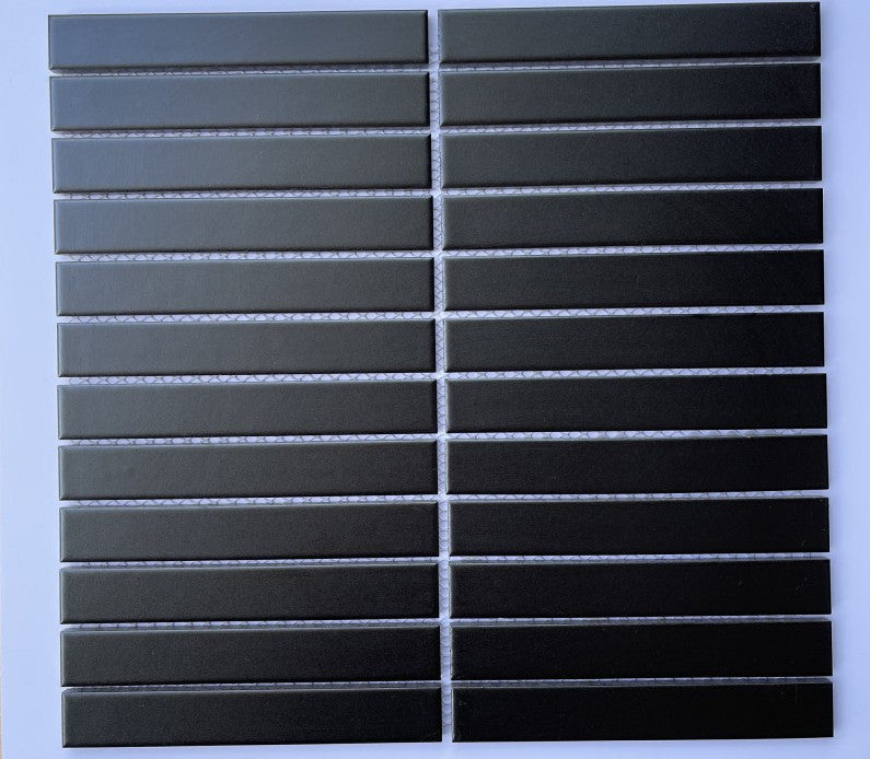 Black Chopstick Mosaic Tile, Matte Glaze, Code MHT 2208M