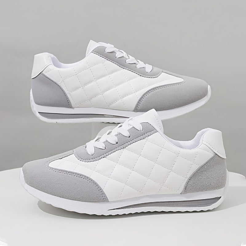 Giày Thể Thao Nữ Retro Êm Ái Trắng Xám