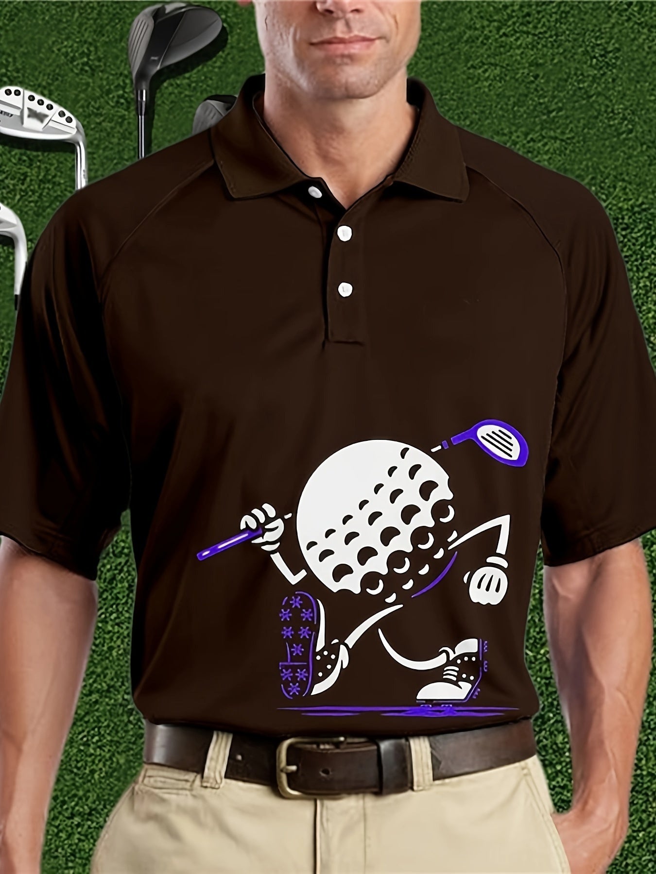 Áo Sơ Mi Nam Hè Thể Thao In Bóng Golf Hài Hước