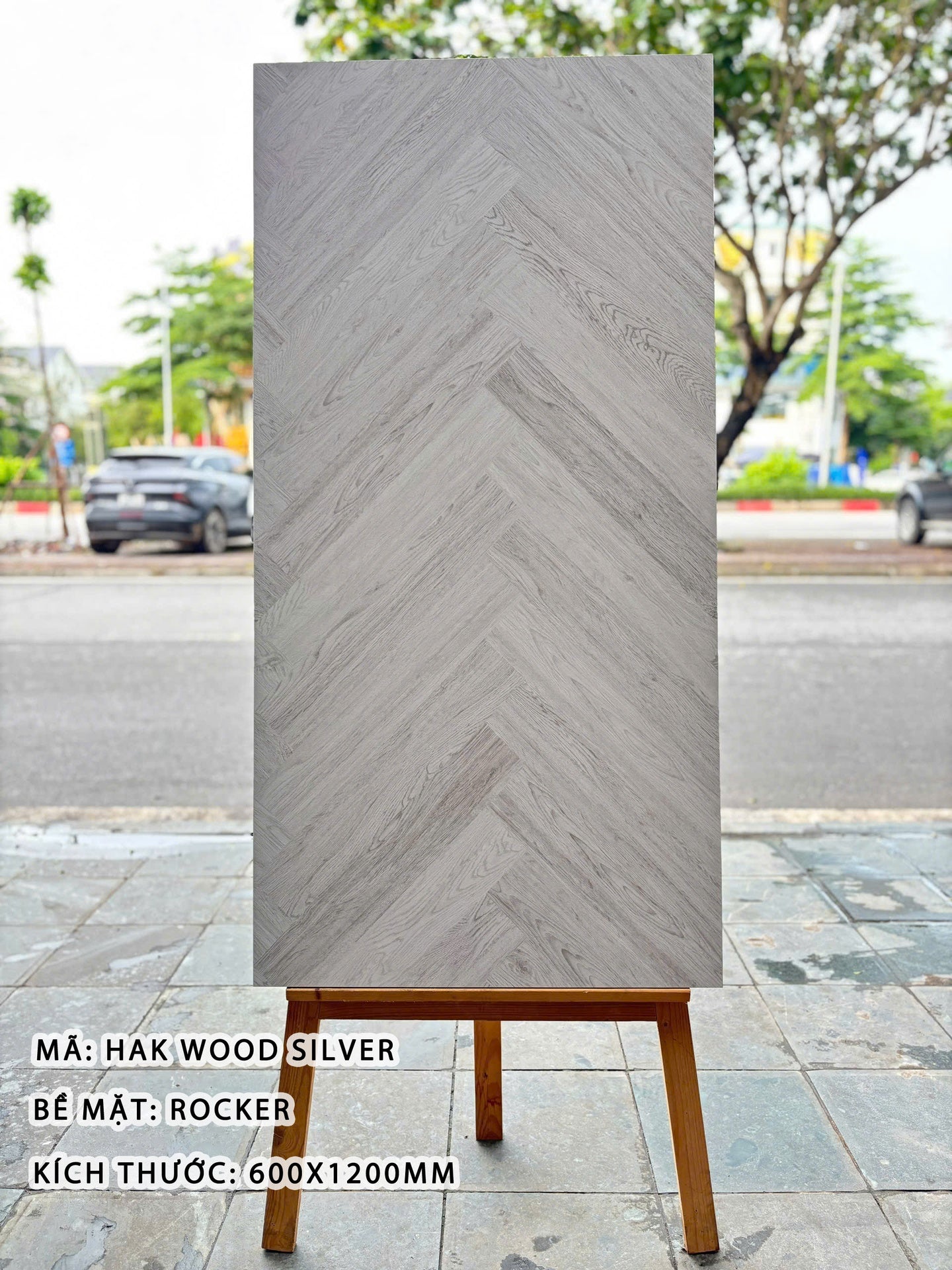 Indian Wood-like Tile DSH Men Matt Carving size 600x1200mm Code Hak Wood Silver 