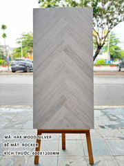 Indian Wood-like Tile DSH Men Matt Carving size 600x1200mm Code Hak Wood Silver 