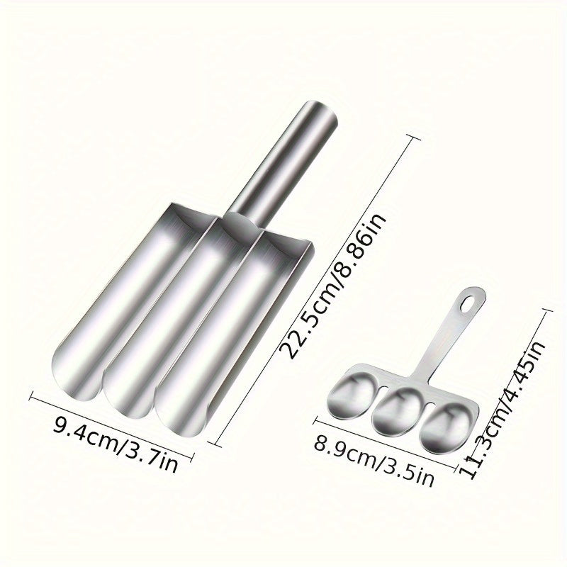 2pcs Stainless Steel Meatball Maker Set with Non-Stick Surface & Ergonomic Handle - Heavy-Duty 304 Food-Safe Construction, 4-Section Design for Uniform Spherical Shape - Ideal for Burgers, Meatballs, Rice Balls, Cookies - Eas - Daisan Mart