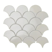 Double Crackle Glaze Fish Scale Mosaic Tile White MH 9003