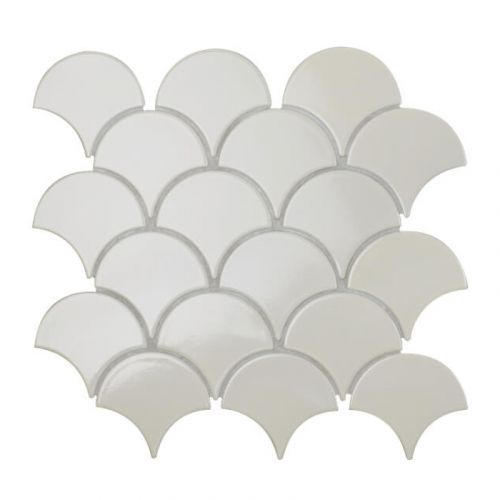 Double Crackle Glaze Fish Scale Mosaic Tile White MH 9003
