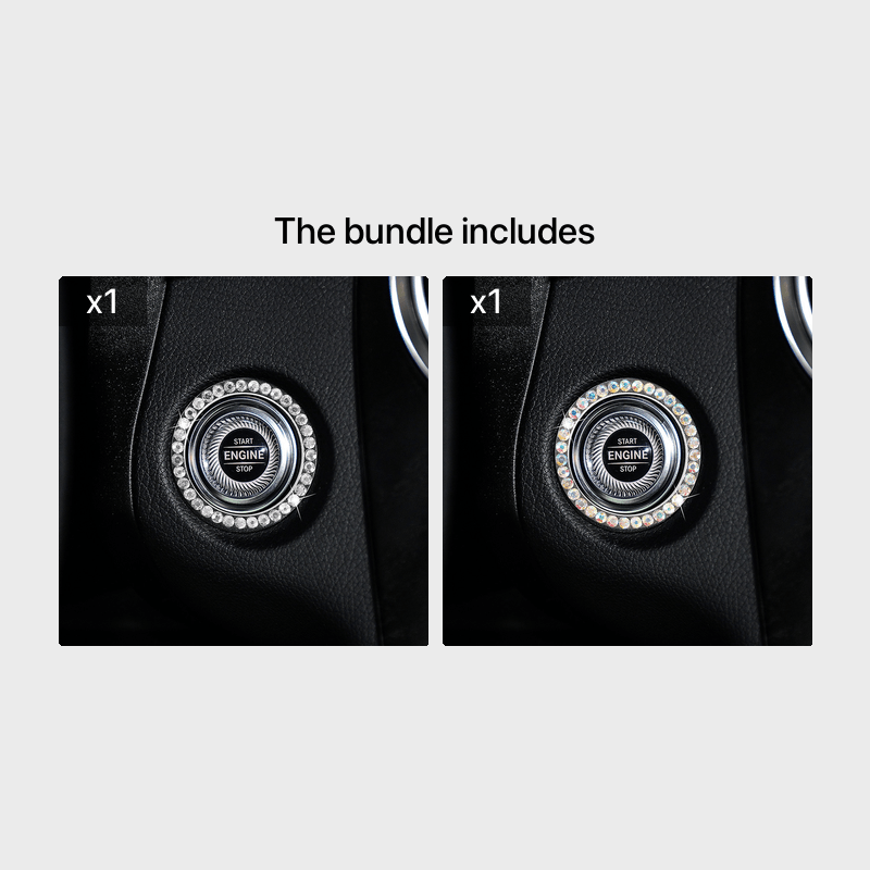 Zinc Alloy Ignition Button Cover with Sparkle Effect - "START STOP" Design, Plated, Easy Installation, Fits Most Vehicles, Ignition System Upgrade | Sparkling Button Cover | Glossy Finis - Daisan Mart