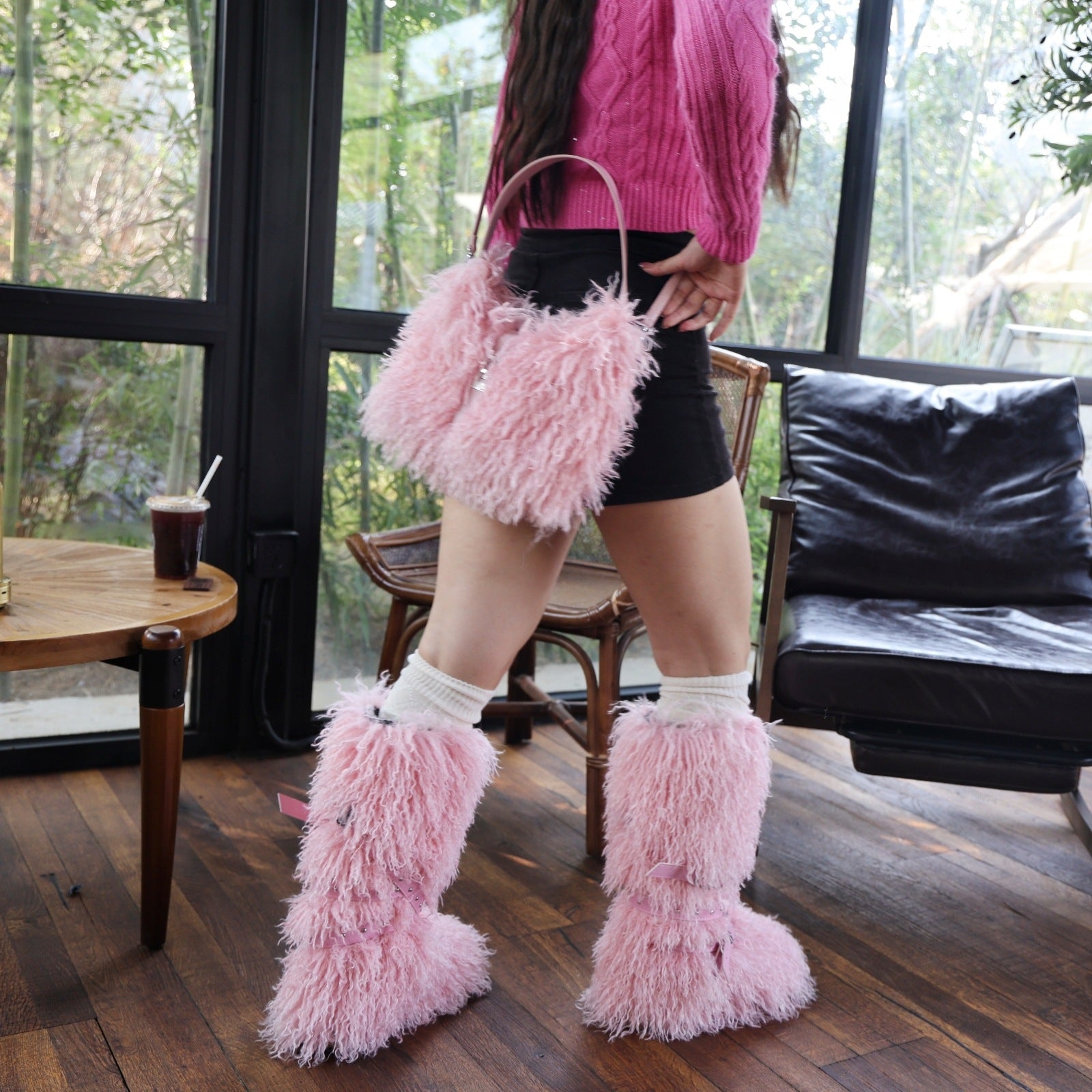 Women's Faux Wool Handbag - Soft &amp; Elegant Crossbody Bag