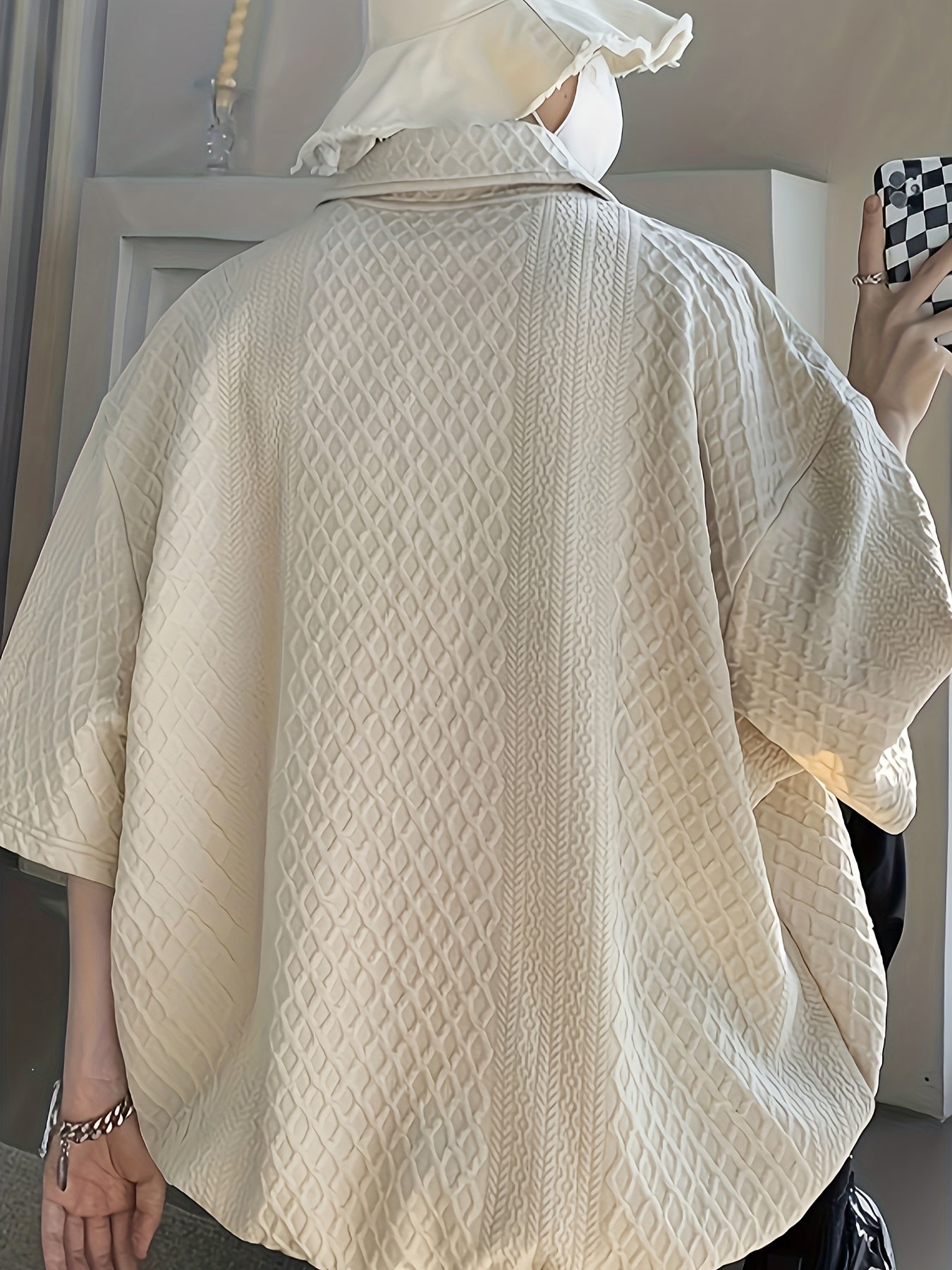 Áo Golf Nam Dáng Rộng, Họa Tiết Hình Học, Tay Ngắn