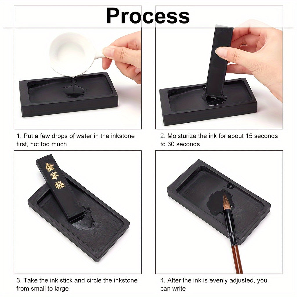 [Traditional Inkstone Set] 2pcs Chinese Calligraphy Inkstone Set | Traditional Inkstone for Ink Painting, New Year Couplets, and Calligraphy Practice - Daisan Mart
