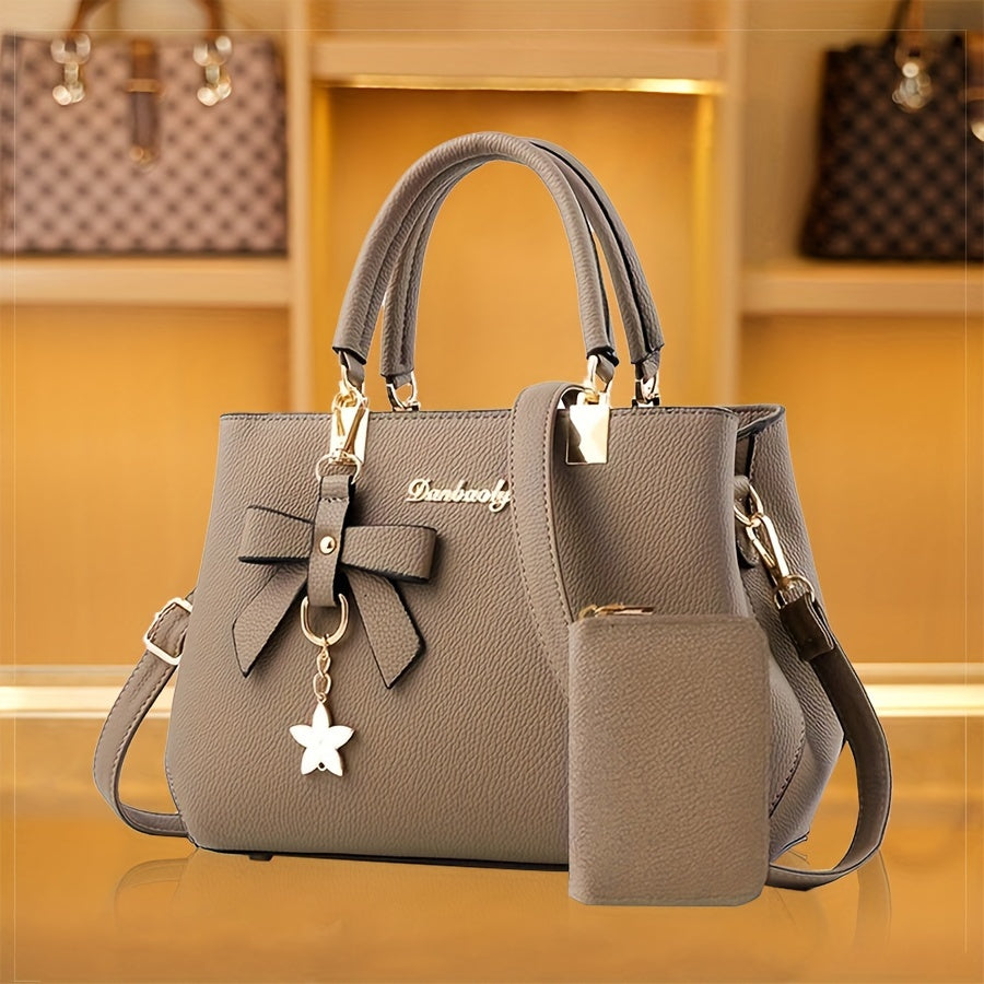 Women's Handbag with Multi-Functional Bow and Cute Mini Wallet