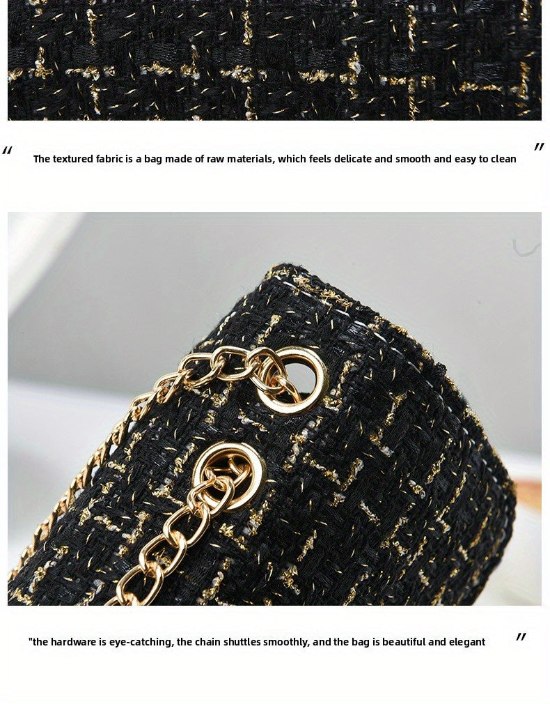 Túi Xách Nữ Dây Xích Thanh Lịch Phong Cách Tweed
