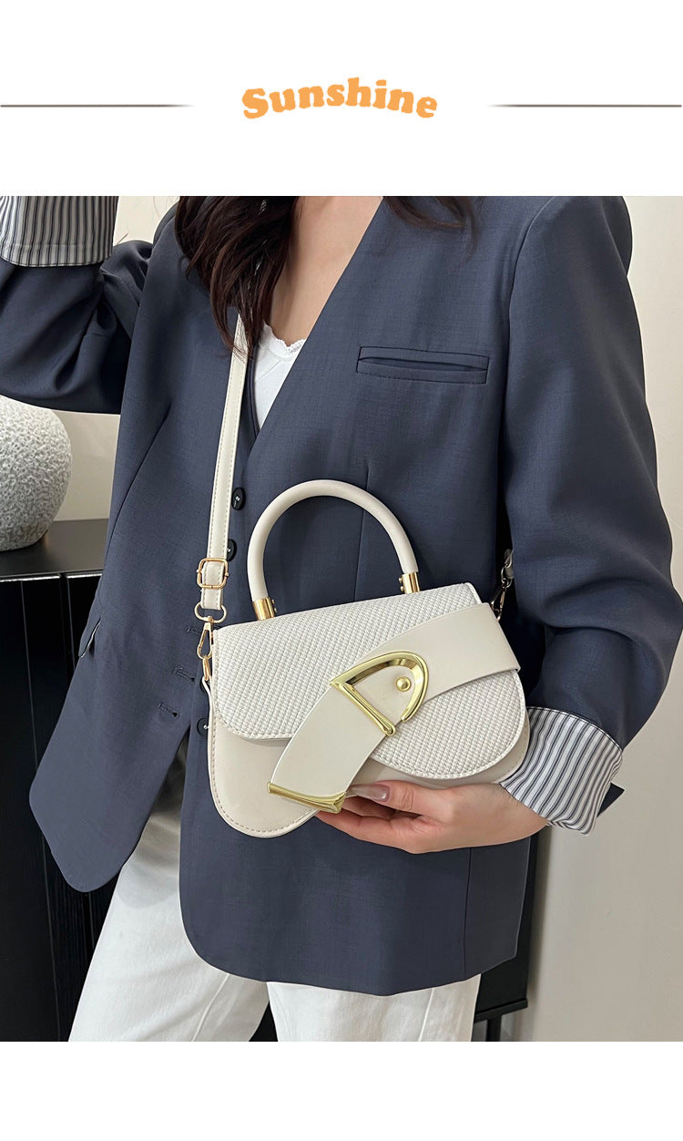 Women's Crossbody Bag - Gold Lock, Compact, Luxurious