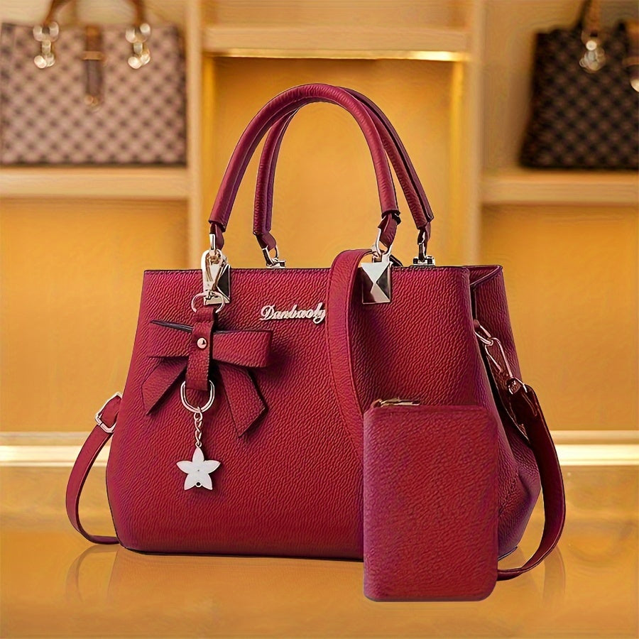 Women's Handbag with Multi-Functional Bow and Cute Mini Wallet
