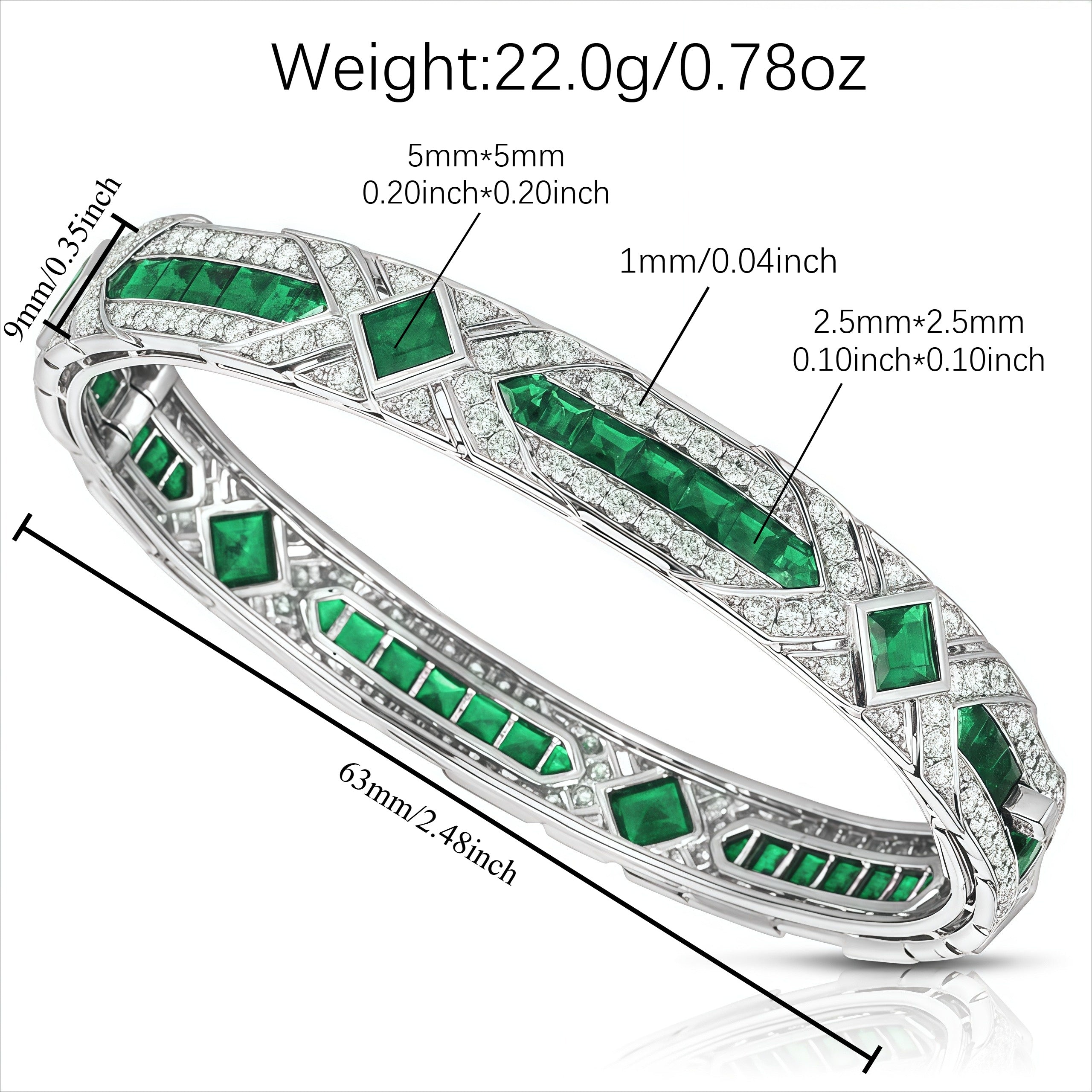 Vòng Tay Moissanite Xanh Sang Trọng Bạc 925 Cho Cặp Đôi