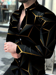 Áo Sơ Mi Nam Dài Tay Họa Tiết Hình Học Độc Đáo