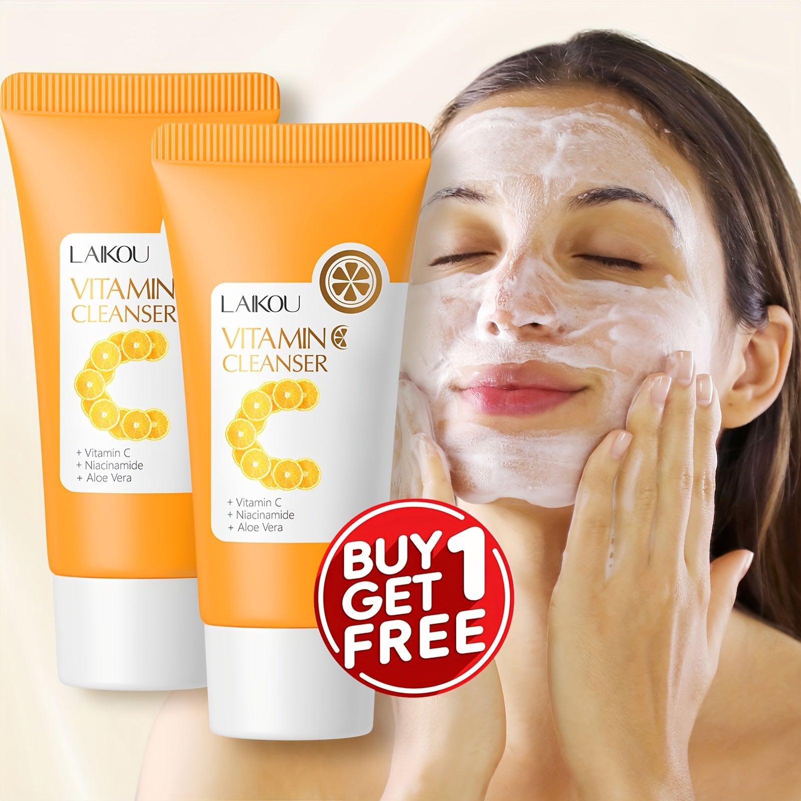 [Oil Control Cleanser] Oil Control Vitamin C Cleanser 50g + Sakura Cleanser | Deep Cleansing Pores Not Tight After Using - Refreshing for All Light Beige Type