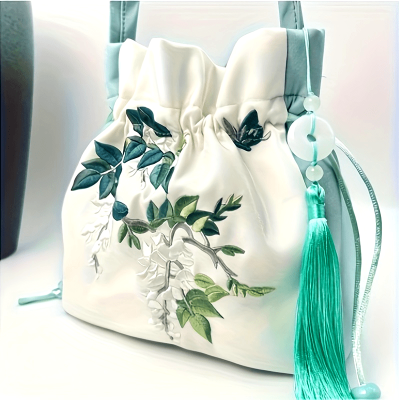 Classic Pink Tassel Embroidered Hanfu Crossbody Bag