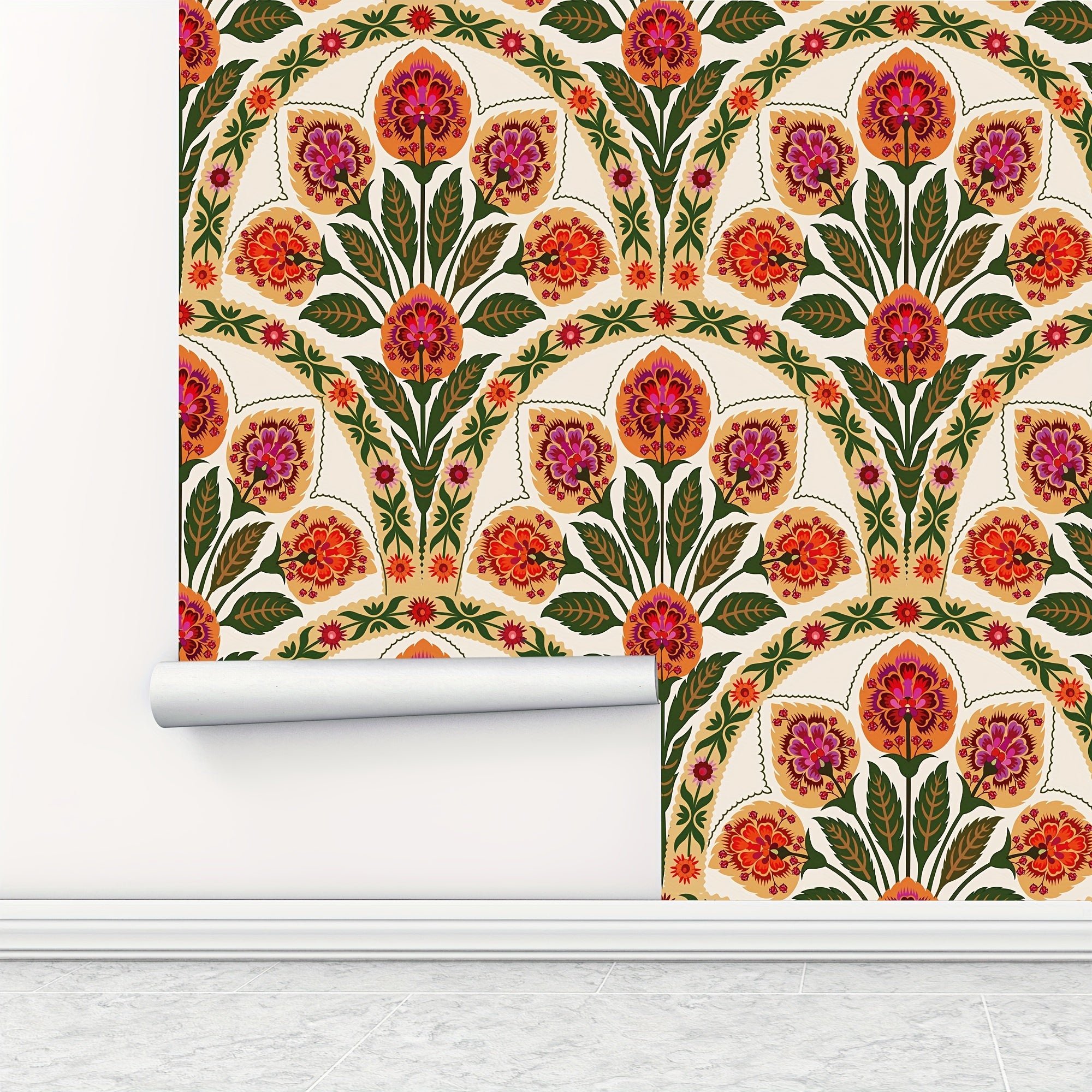 Waterproof Vintage Pattern Wallpaper 17.7x9.8ft