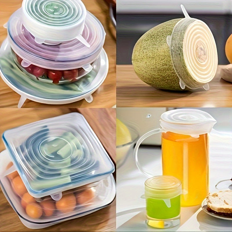 6pcs Silicone Elastic Lids, Reusable Durable Food Storage Covers, Suitable for Bowls, 6 Different Sizes to Fit Most Containers, Dishwasher and Fridge Safe, Container Covers, Meal Prep Storage, Flexible Design, Snug Fit, Foodg - Daisan Mart