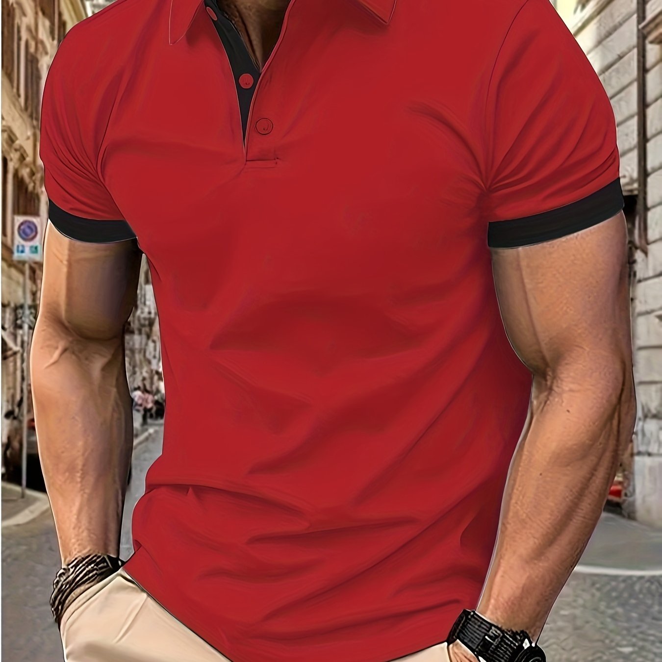 Men's Golf Shirt, Breathable Fabric, V-Neck, Short Sleeves, Summer