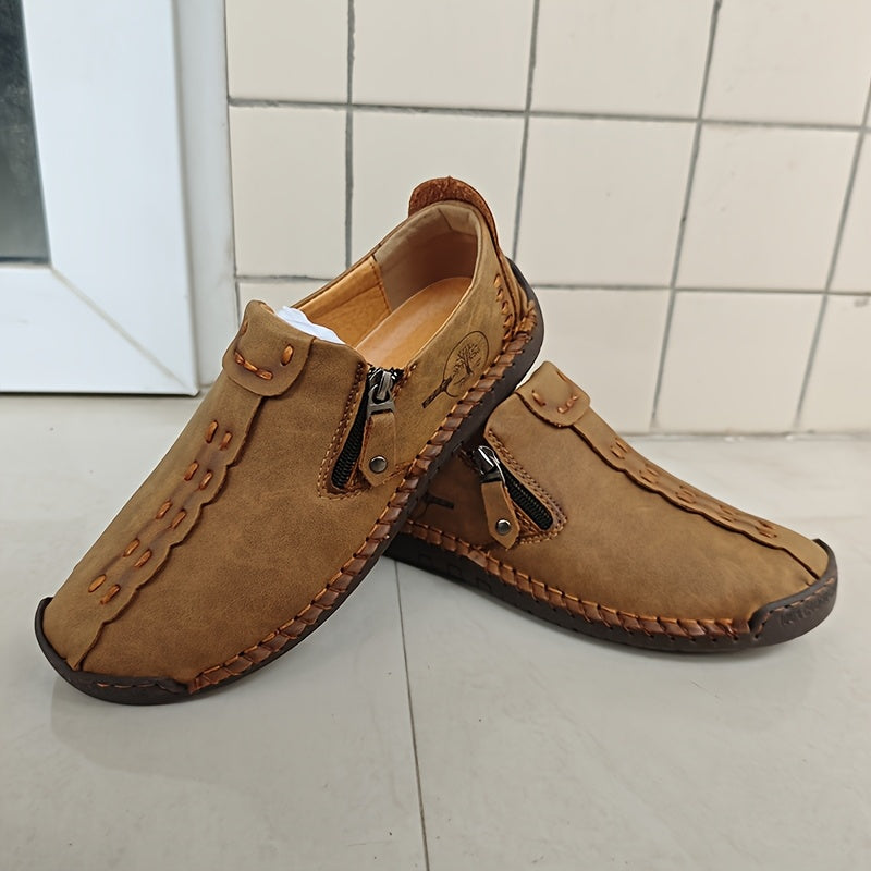 Giày Lười Nam Vintage Da Tổng Hợp Cổ Điển Thủ Công