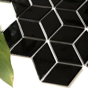 Gạch Mosaic Kim Cương Lập Phương 309x268 mm Màu Đen Bóng MHG 333