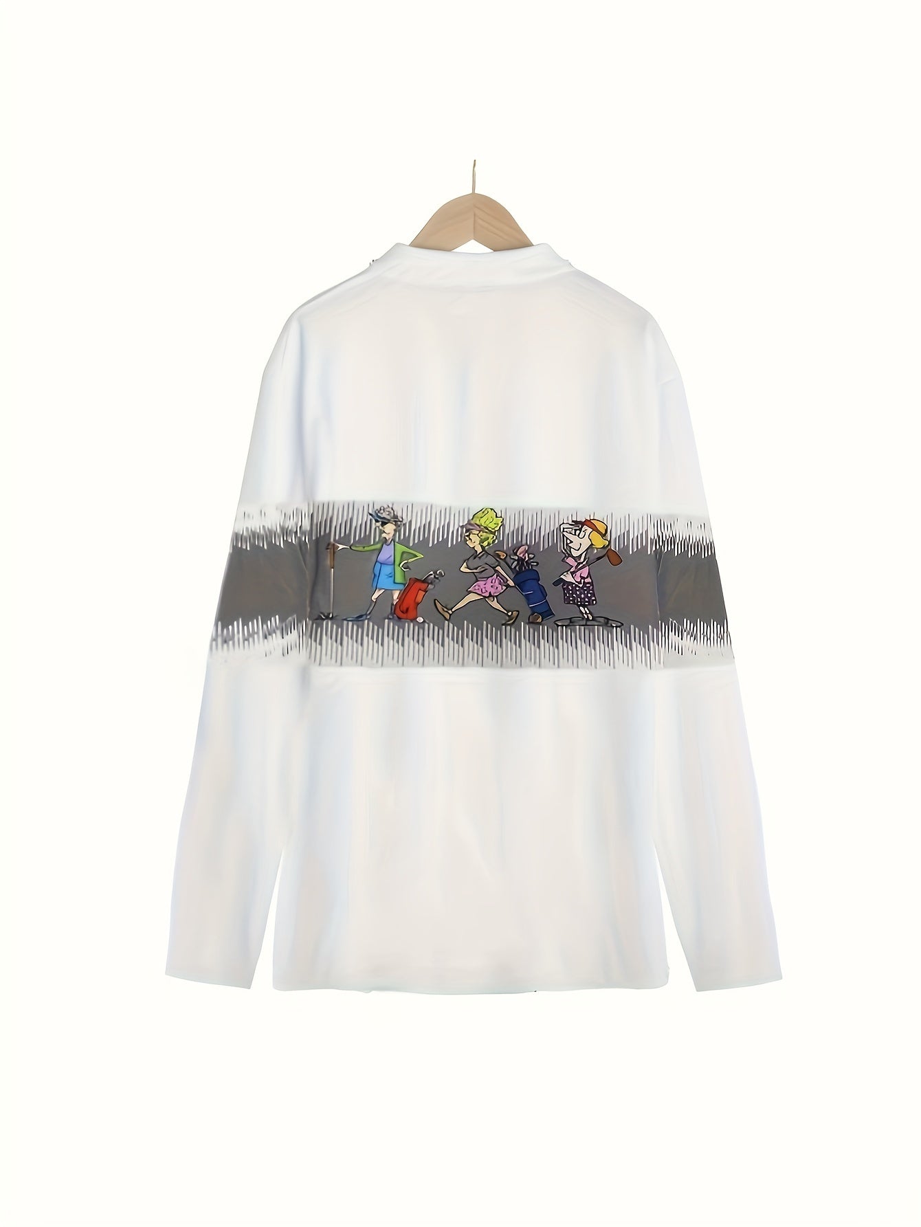 Women's Cartoon Striped Polo Shirt - Golf Streetwear