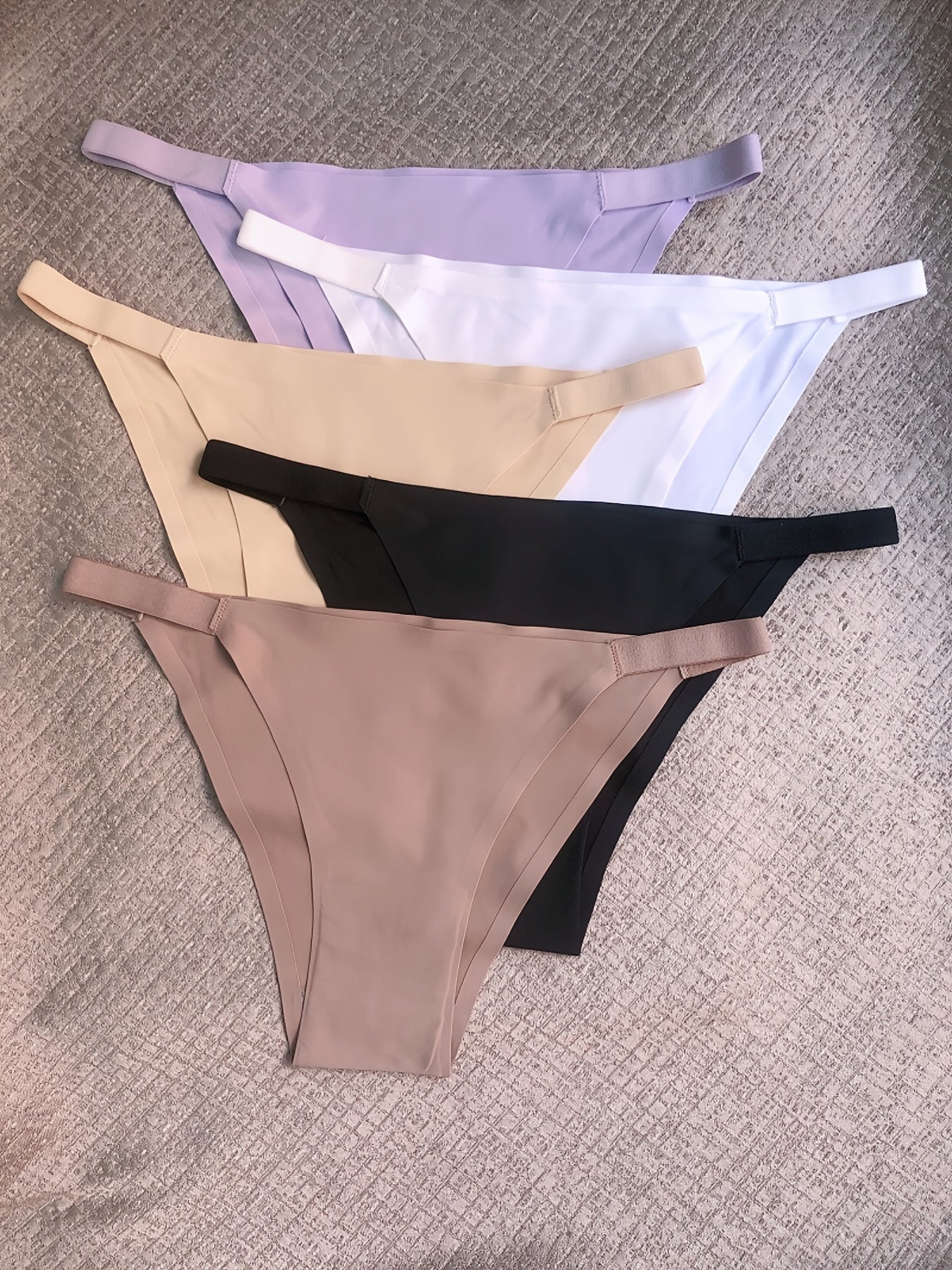 5pcs Seamless Women's Bikini Panties - Comfortable, Stretchy Nylon/Elastane Blend, Low-Rise, Solid Color in Casual to Yoga Fitness Wear, Breathable & Soft - Daisan Mart