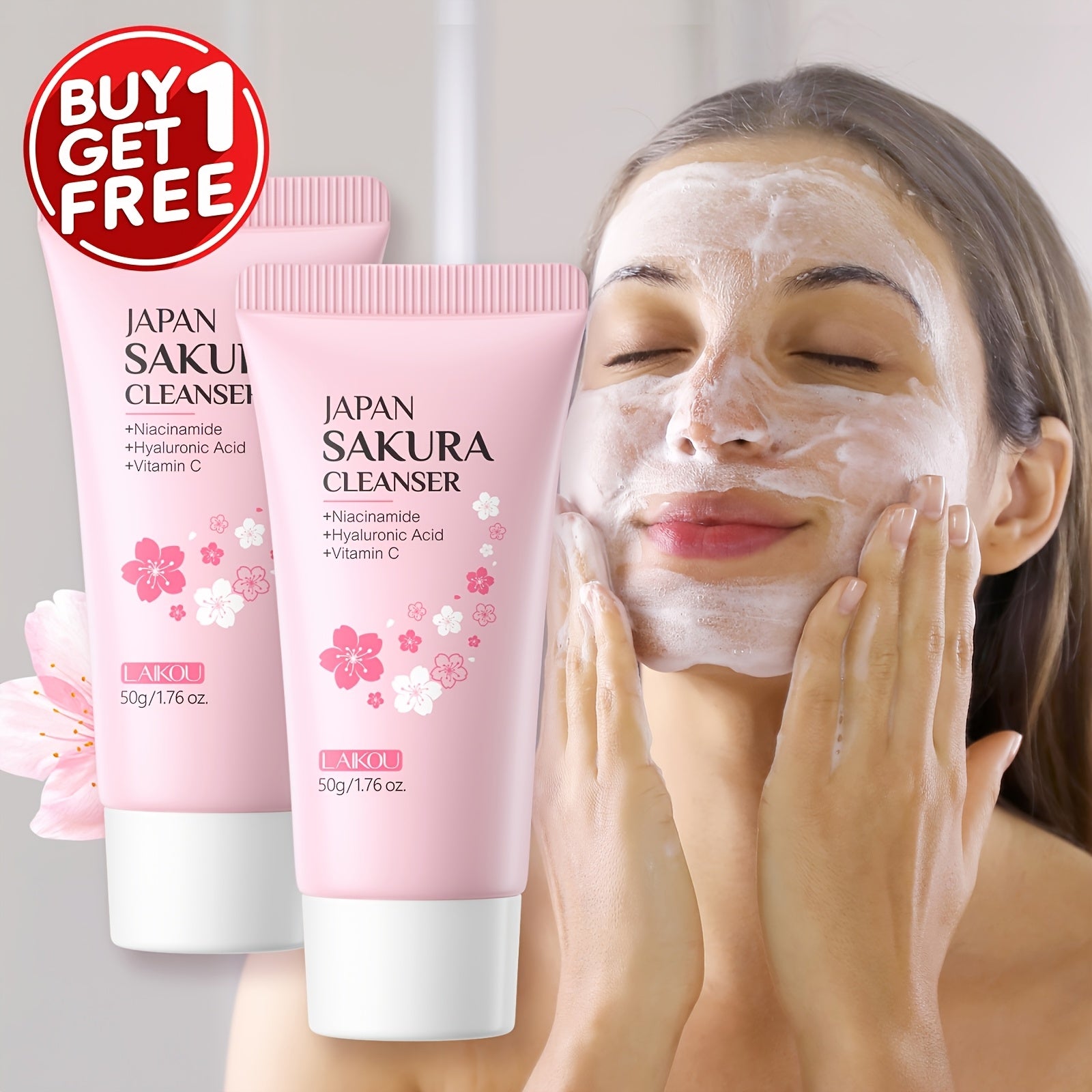 [Oil Control Cleanser] Oil Control Vitamin C Cleanser 50g + Sakura Cleanser | Deep Cleansing Pores Not Tight After Using - Refreshing for All Light Beige Type