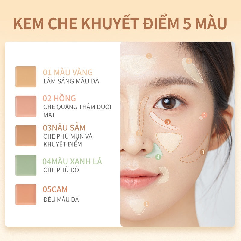 Bảng Che Khuyết Điểm Dạng Kem Focallure 5 Màu 4.3g - Daisan Mart