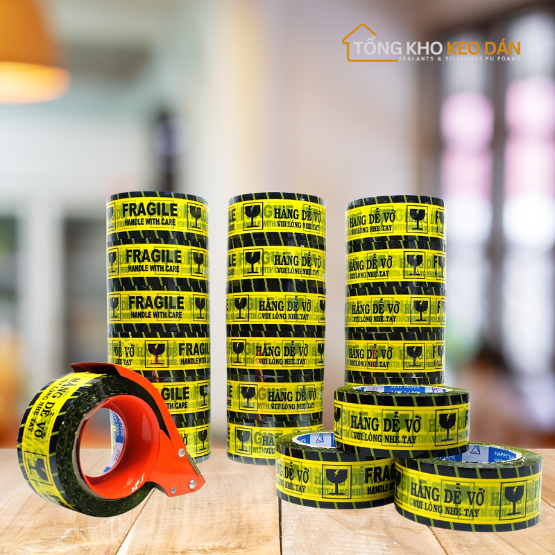 Fragile tape roll 0.6kg 5mm paper core (3.6kg roll) 