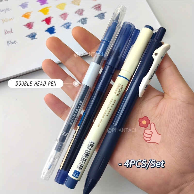 Bộ 4 Bút Thư Pháp Đầu Mềm Retro Nhiều Loại Ngòi