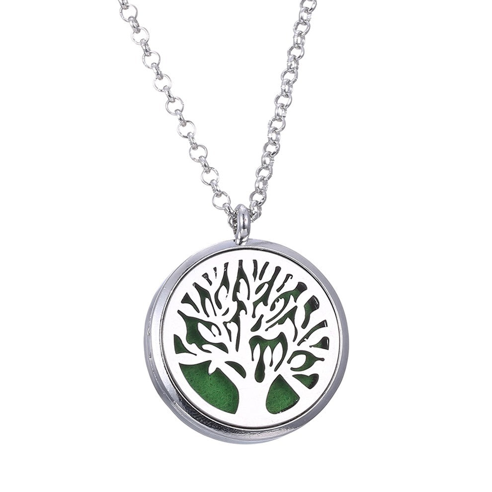 Metal Stainless Steel Pendant Necklace Open Locket Perfume Aroma Essential Oil Diffuser Necklace For Women Girls - Daisan Mart