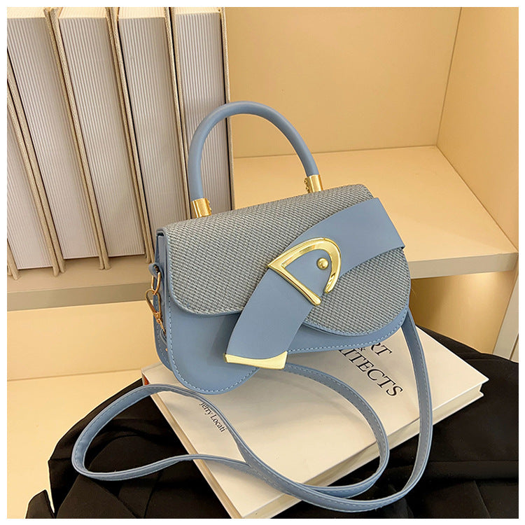 Women's Crossbody Bag - Gold Lock, Compact, Luxurious