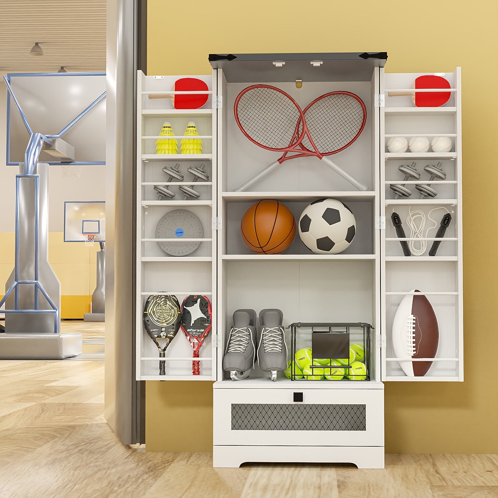 Multi-Function Kitchen Cabinet 55 With Drawers &amp; Adjustable Shelves