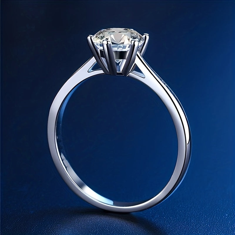 New Women'S One-Carat 925 Silver Moissanite Ring Plated with Tp950. - Daisan Mart